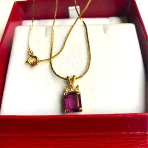 Korean Amethyst Diamond Rhinestone Necklace